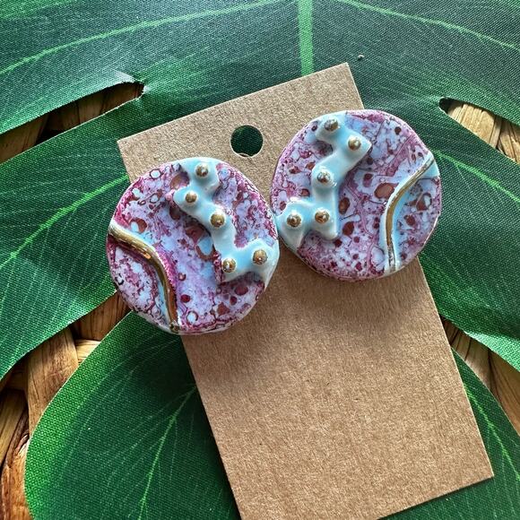 BOGO FREE CERAMIC BUTTON EARRINGS - Picture 3 of 5